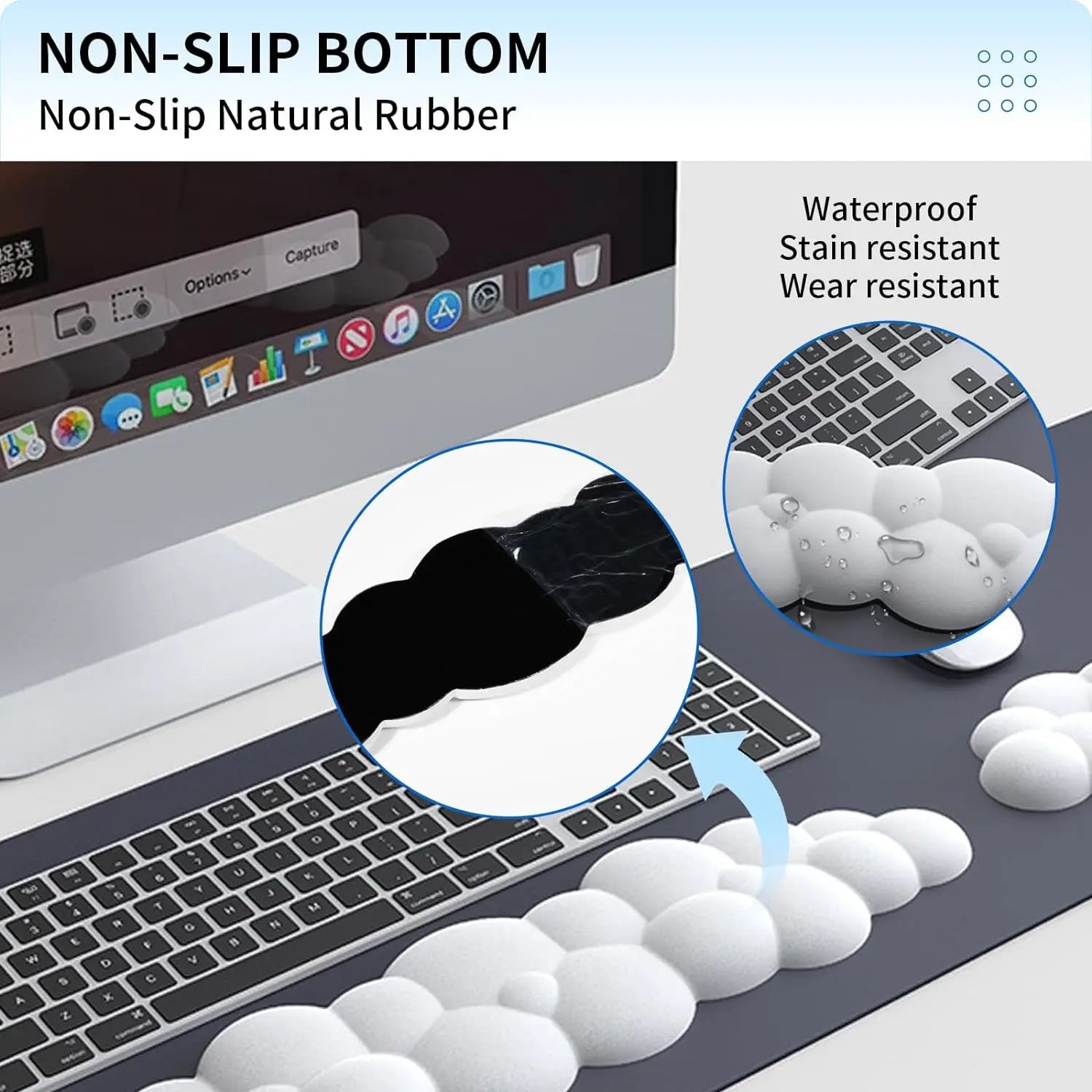 Ergonomic Keyboard or Mouse Cloud, Wrist Rest for Office Typing - Memory Foam