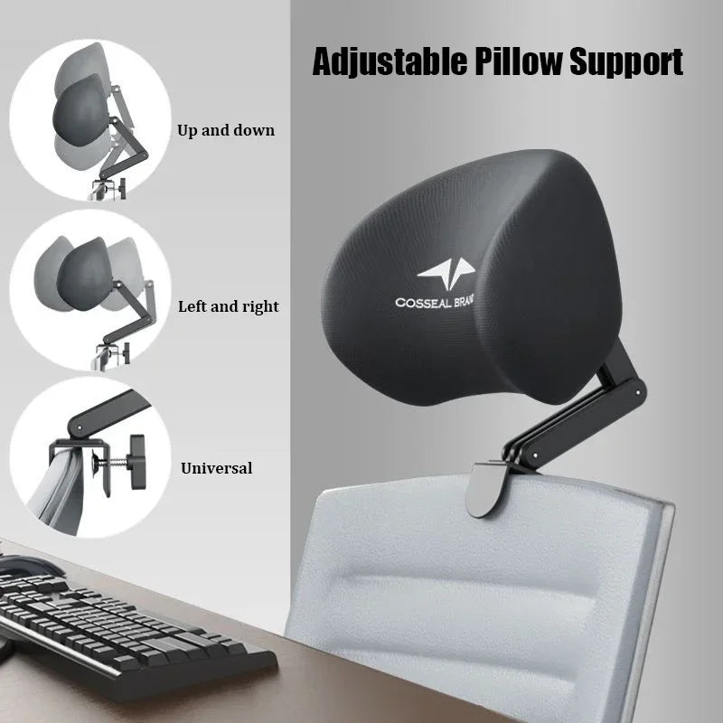 Office Chair Headrest Attachment Head Support Cushion Upholstered Adjustable Height