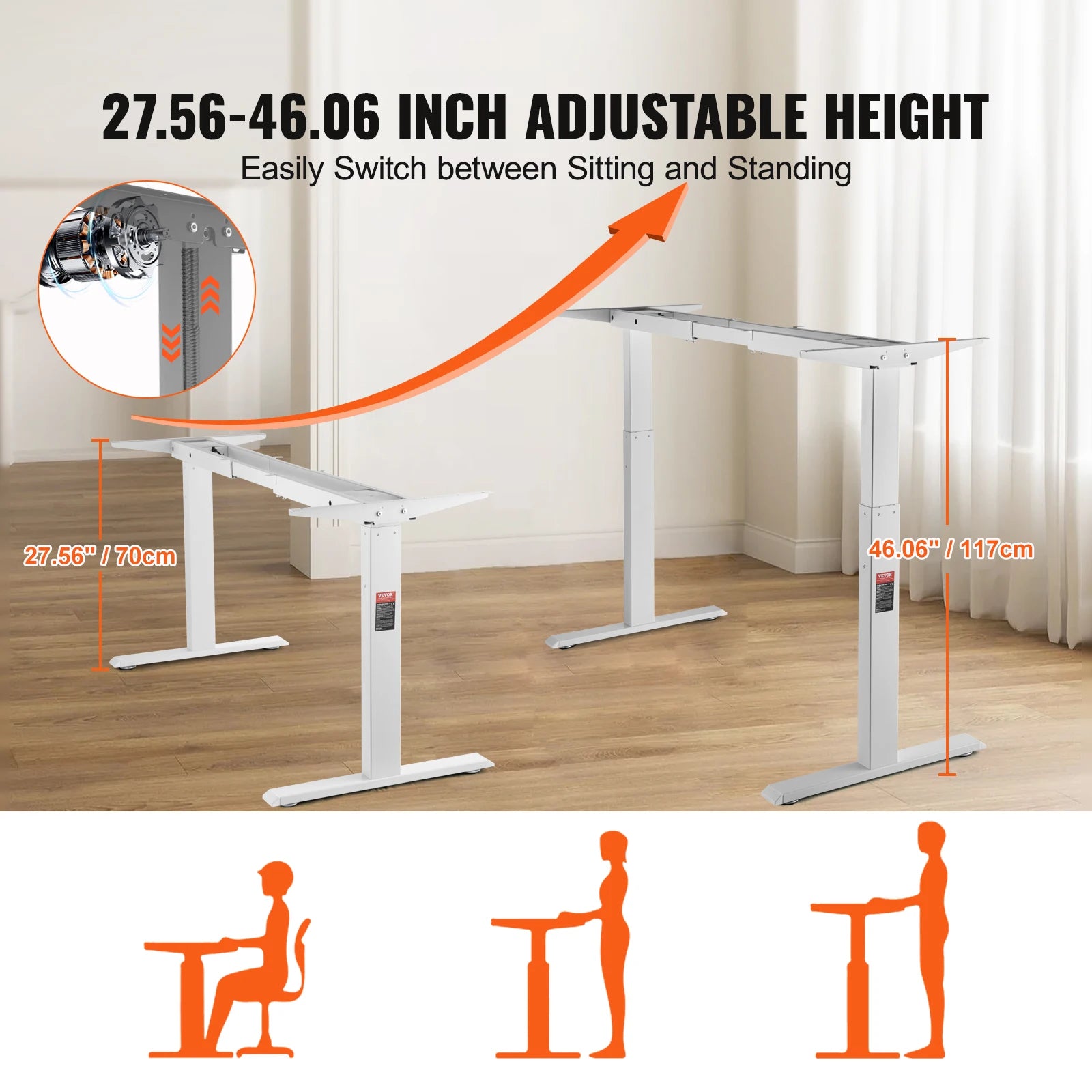 Standing Desk for Home and Office Black white